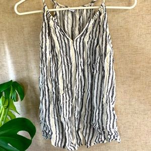 Old Navy White/Black/Yellow Keyhole Stripe Tank